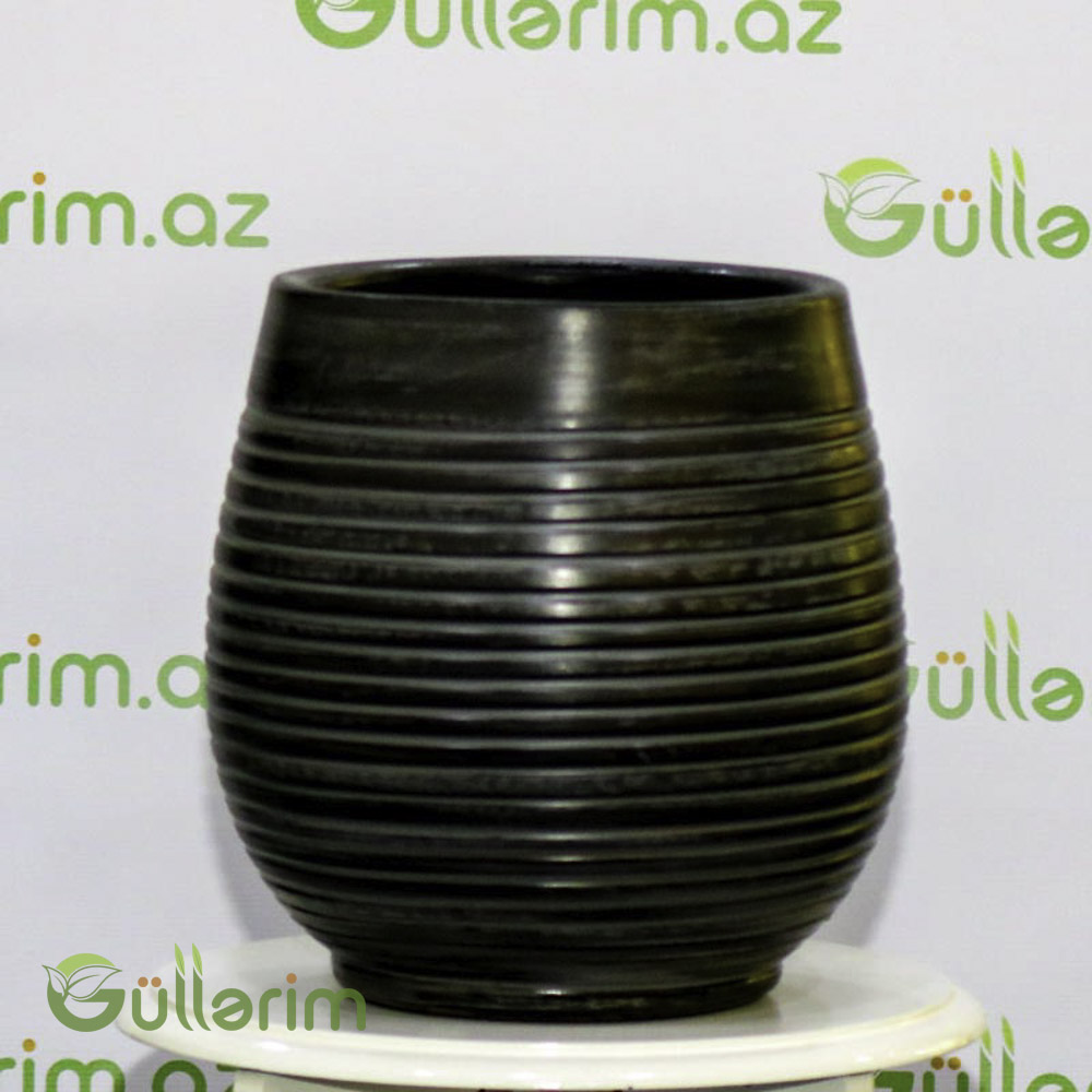 Qara Relyefli Oval Keramika dibçək