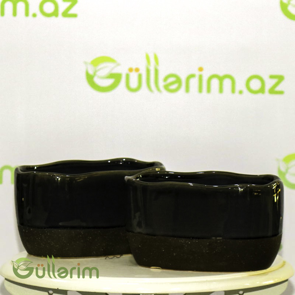 Parlaq qara mini dekorativ keramika dibçək